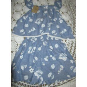 nwt True Craft chambray blue floral short sun romper girl 6X